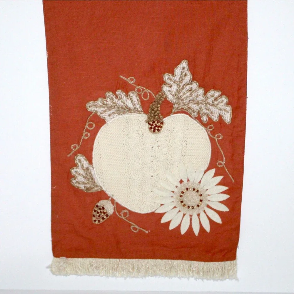 Pier 1 Imports Table Runner Fall Floral orange white seeds 70